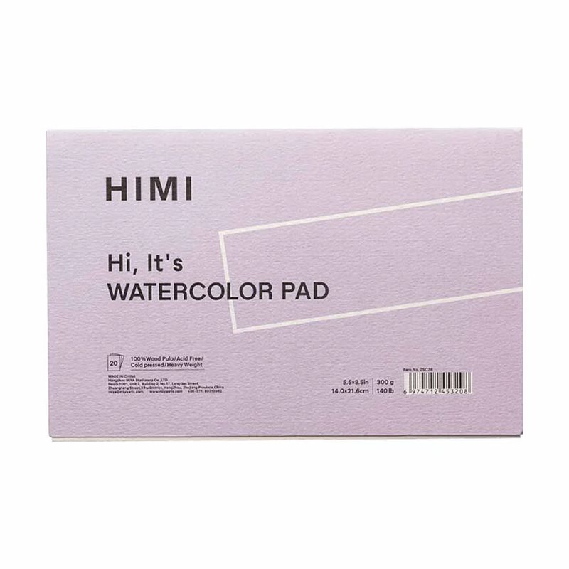 HIMI akvarellblock – lila, 140 × 216 mm / Miya Himi Akvarellblock Lila 14 x 21,6 cm