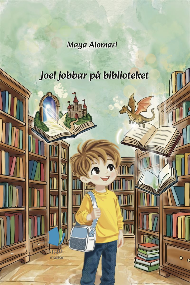 Joel jobbar på biblioteket.